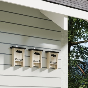 Set de 3 Căsuțe pentru Lilieci Bat Box din Lemn de Brad, 18x6x22,5 cm, Culoare Naturală - Img 9
