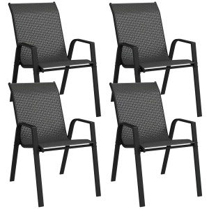 Set de 4 scaune stivuibile pentru exterior, Scaune de gr - Img 1