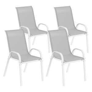 Set de 4 Scaune Suprapozabile cu Spătar Înalt și șezut din Plasă, 54x71x93 cm, Negru - Img 1
