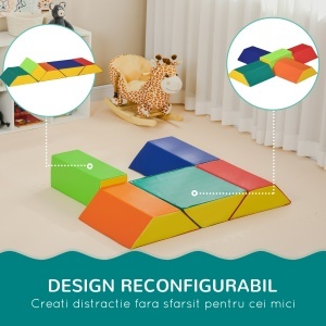 Set de Construcții Moi pentru Copii 1-3 Ani cu 5 Blocuri, 48.3x19.1x48.3 cm, Multicolor - Img 6