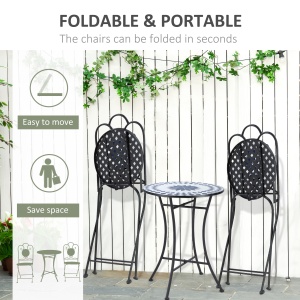 Set de Gradina 3 Piese cu 2 Scaune Pliante si 1 Masuta de Gradina, din Metal si Piatra - Img 5