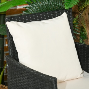 Set de Gradina 4 Piese din Ratan cu 2 Scaune, Fotoliu de Gradina cu 2 Locuri si Masuta Joasa de Cafea, Negru si Crem - Img 9