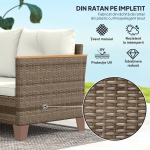 Set de Mobilier de Grădină din 3 Piese cu Canapea, Șezlong și Măsuță de Cafea, 128x66x66 cm, Kaki - Img 6