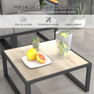 Set de Mobilier de Gradina din 6 Piese cu Pernute de Grosime 10 cm, Set de Canapea cu Cadru din Aluminiu - Img 7