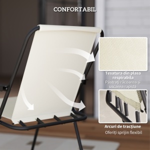 Set de Mobilier de Grădină din 6 Piese cu Umbrelă de Soare, Masă și Scaune Pliante, Ф80x70 cm, Alb Crem - Img 6