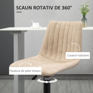 Set de scaune de bar reglabile pe inaltime 2 piese cu suport pentru picioare, otel si poliester, 47,5x57,5x95-116 cm, maro deschis - Img 6