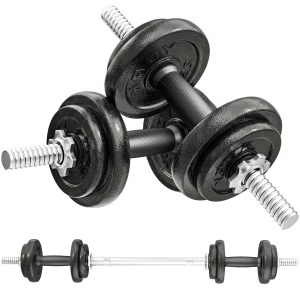Set Greutăți și Halteră de 20kg cu Mânere Antiderapante 8 Discuri de Greutate