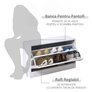 Set Hol 3‑in‑1 – Cuier, Oglinda si Scarpiera Alba Compacta - Img 5