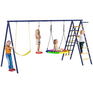 Set Leagăn de Grădină 6 în 1 pentru Copii 3-8 Ani, 350x183x200 cm, Multicolor