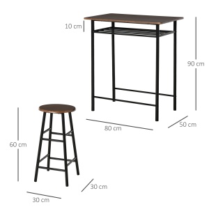 Set Masa inalta cu 2 Scaune – Bar & Bucatarie cu Raft Integrat - Img 3