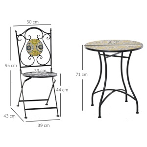Set Masa si Scaune de Gradina din Metal cu Majolica Colorata - Img 3