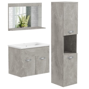 Set Mobilier Baie – 3 Piese: Oglinda, Chiuveta, Dulap Depozitare - Img 1