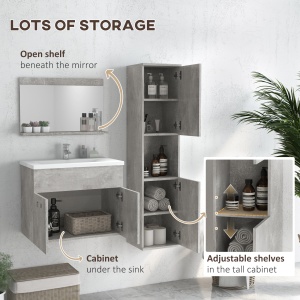 Set Mobilier Baie – 3 Piese: Oglinda, Chiuveta, Dulap Depozitare - Img 6