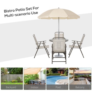 Set Mobilier de Gradina cu Tuburi Otel 6 bucati, crem - Img 7