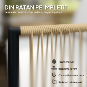 Set Mobilier de Grădină din 4 Piese cu Canapea, 2 Fotolii și Măsuță, 110x61x63 cm, Alb Crem - Img 5