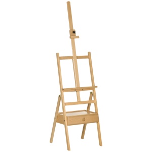 Șevalet de Pictură Reglabil cu Sertar Inferior, Șevalet din Lemn de Fag, 43,5x43x150-190 cm, Culoare Lemn - Img 1