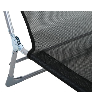 Șezlong Pliabil cu Spătar Reglabil pe 5 Niveluri și Pernă, Șezlong de Grădină cu Material Texteline, pentru Plajă Piscină Grădină, 182x56x28 cm, Negru - Img 7
