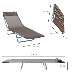 sezlong reglabil, 182x56x28cm, culoare cafea - Img 3