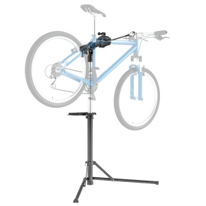 Stativ pentru Reparații Biciclete cu Înălțime Reglabilă, Rotativ 360° și Pliabil, 82x106x107-160 cm, Negru