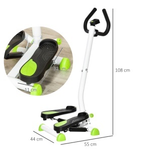 Stepper cu Mânere și Monitor LCD cu Pedale Antiderapante, 55x44x108 cm, Alb și Verde - Img 3