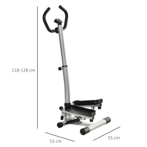 Stepper cu Monitor LCD, Mânere Reglabile și Benzi Elastice, Negru și Argintiu - Img 3