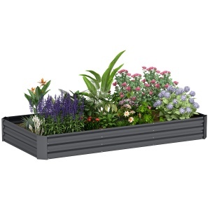 Strat de Grădină Înălțat Galvanizat cu Partea Inferioară Deschisă, 240x120x30 cm, Gri - Img 1