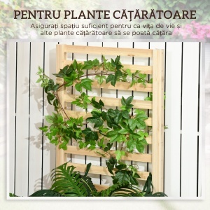 Strat Înălțat pentru Grădină cu Spalier și Fund Deschis, 230x60x110 cm, Lemn Natural - Img 4