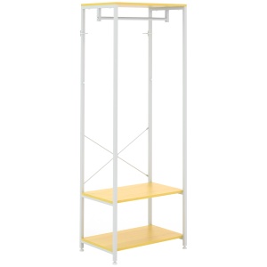 Suport 2 în 1 pentru Haine cu Depozitare Pantofi, Șină Suspendată și 2 Rafturi de Depozitare, 60x40x167.5 cm, Natural - Img 1