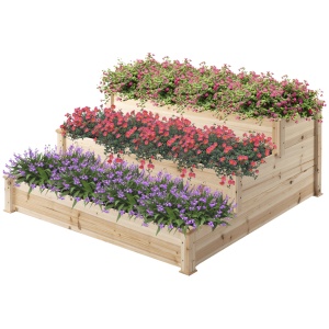 suport 3 rafturi lemn pentru plante, 120x120x56 cm - Img 9