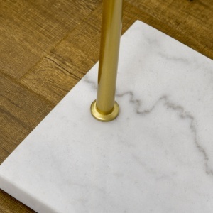 Suport de haina pentru intrare, dormitor si sufragerie din metal si marmura, 35x25x152 cm, auriu si alb - Img 8