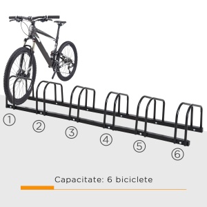 Suport de parcare pentru 6 biciclete din otel, 179x33x27 cm, negru - Img 4