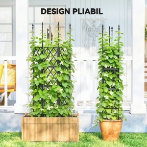 Suport pentru Plante Cățărătoare Înalt Pliabil, Grilaj pentru Cățărătoare din Grădină din Oțel cu Decorațiuni, pentru Roșii, Flori, Mazăre, Legume, Montaj DIY, 85x197 cm, Negru - Img 4