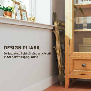 Suport pentru Plante Pliabil, Jardinieră cu 3 Niveluri, Raft de Exterior pentru Plante, 80x37x93 cm, Lemn Natural - Img 5
