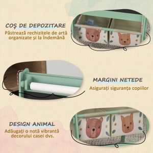 Tabla pentru copii 3 in 1 cu 2 containere sevalet de arta din lemn pentru copii 3-8 ani verde pentru scoala mobilier camera copilului birou pentru copii mici - Img 5