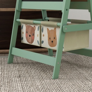 Tabla pentru copii 3 in 1 cu 2 containere sevalet de arta din lemn pentru copii 3-8 ani verde pentru scoala mobilier camera copilului birou pentru copii mici - Img 8