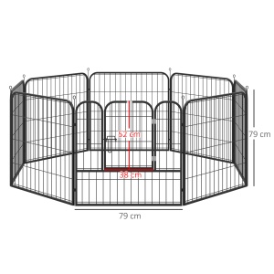 tarc Modular 8 Panouri – 79×79 cm, Metal Negru pentru Animale - Img 3