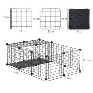 tarc Modular Iepuri & Porcusori – 105×70×35 cm, Negru - Img 3