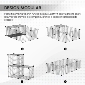 tarc Modular Iepuri & Porcusori – 105×70×35 cm, Negru - Img 8