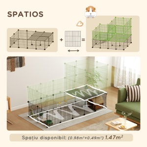 Țarc Modular pentru Animale de Companie de Talie Mică, cu 39 de Panouri și Accesorii, 140x70x105 cm, Negru - Img 6