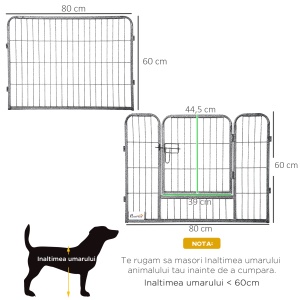 Tarc pentru Animale Domestice cu 16 Panouri Modulare din Otel, 80x60x1.5cm, Negru - Img 3