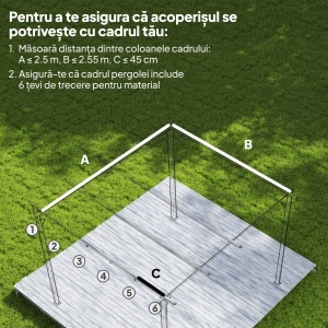 Tettuccio di Ricambio per Gazebo 3x3 m con 10 Fori di Drenaggio Grigio - Img 4
