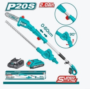 TOTAL - FIERASTRAU TELESCOPIC SI TRImmER PENTRU GARD VIU - 20V (INCLUDE ACUMULATOR SI INCARCATOR)