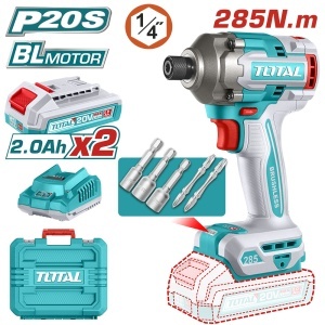 TOTAL - MASINA DE INSURUBAT CU IMPACT CU ACUMULATOR - 20V - 2.0AH - LI-ION (INCLUDE 2 ACUMULATORI, 1