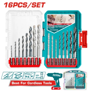 TOTAL - SET BURGHIE PENTRU METAL/BETON/LEMN 16 BUC