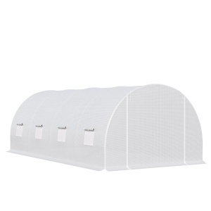Tunnel Sera de gradina pentru plante din PE cu tevi metalice 6x3x2m Alb - Img 1