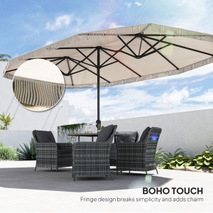 Umbrelă de Grădină cu Două Fețe și Mâner cu Manivelă Ușor de Utilizat, 450x265x260 cm, Alb Crem - Img 7