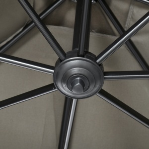 Umbrelă de Grădină cu Manivelă, Rotire la 360° și Copertină Reglabilă pe 5 Niveluri, 2.5x2.5 m, Gri Deschis - Img 9