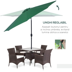 Umbrela de Gradina cu Manivela si Inclinabila Φ300x245cm - Img 4