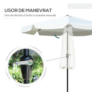 Umbrelă de Grădină Înclinabilă cu Deschidere cu Manivelă și Orificiu de Aerisire, Ø266x248.5 cm, Crem - Img 5