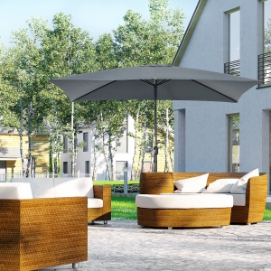 Umbrelă de Grădină Înclinabilă cu Manivelă și 6 Spiţe, 2x3 m, Gri Închis - Img 2